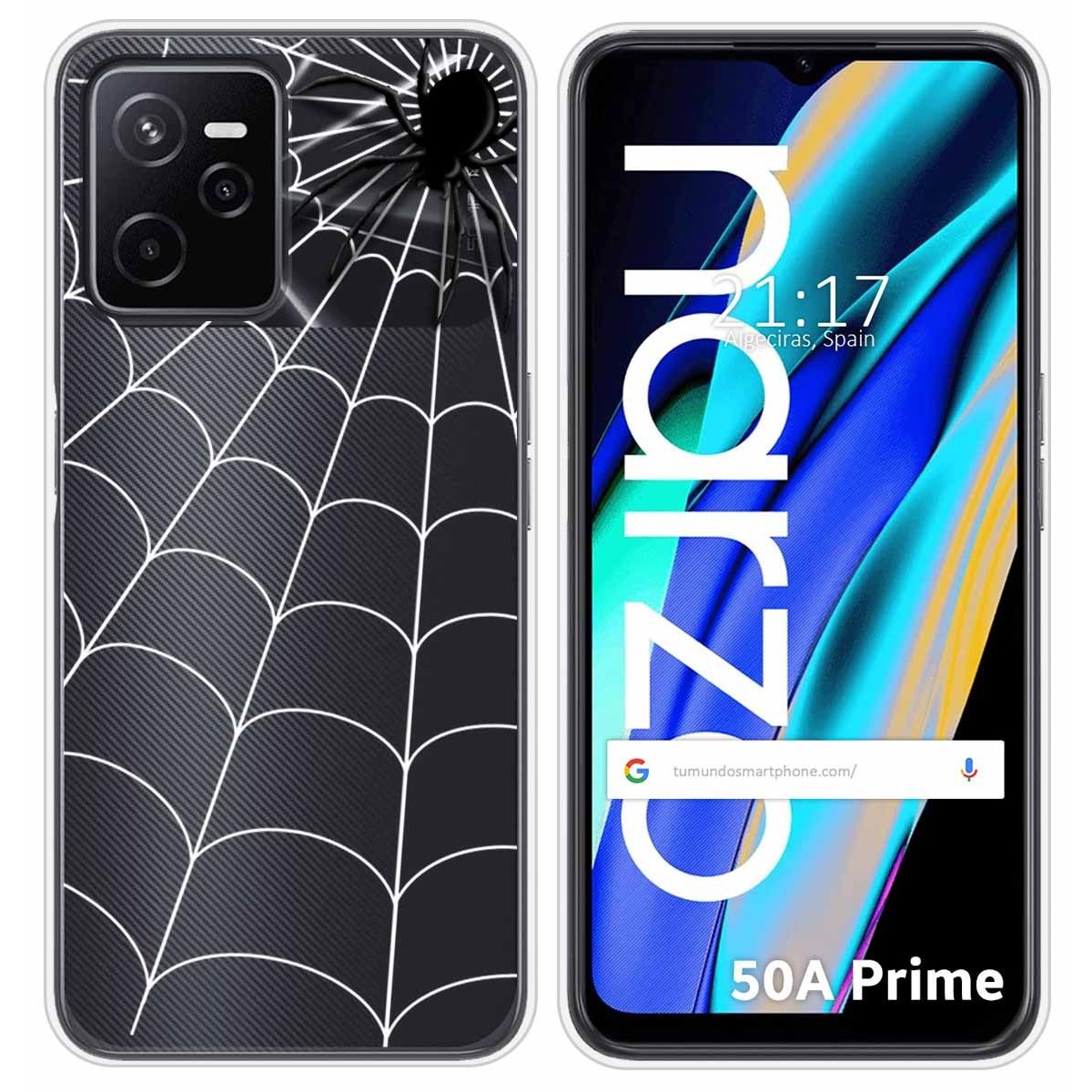 Funda Silicona Transparente para Realme Narzo 50A Prime diseño Araña Dibujos