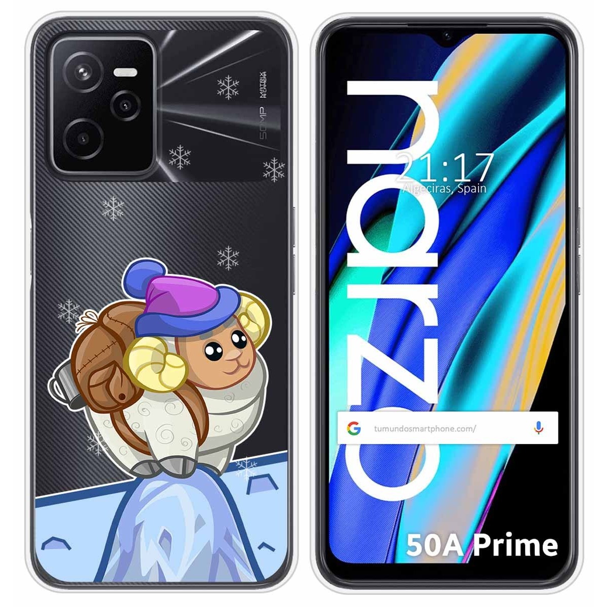 Funda Silicona Transparente para Realme Narzo 50A Prime diseño Cabra Dibujos