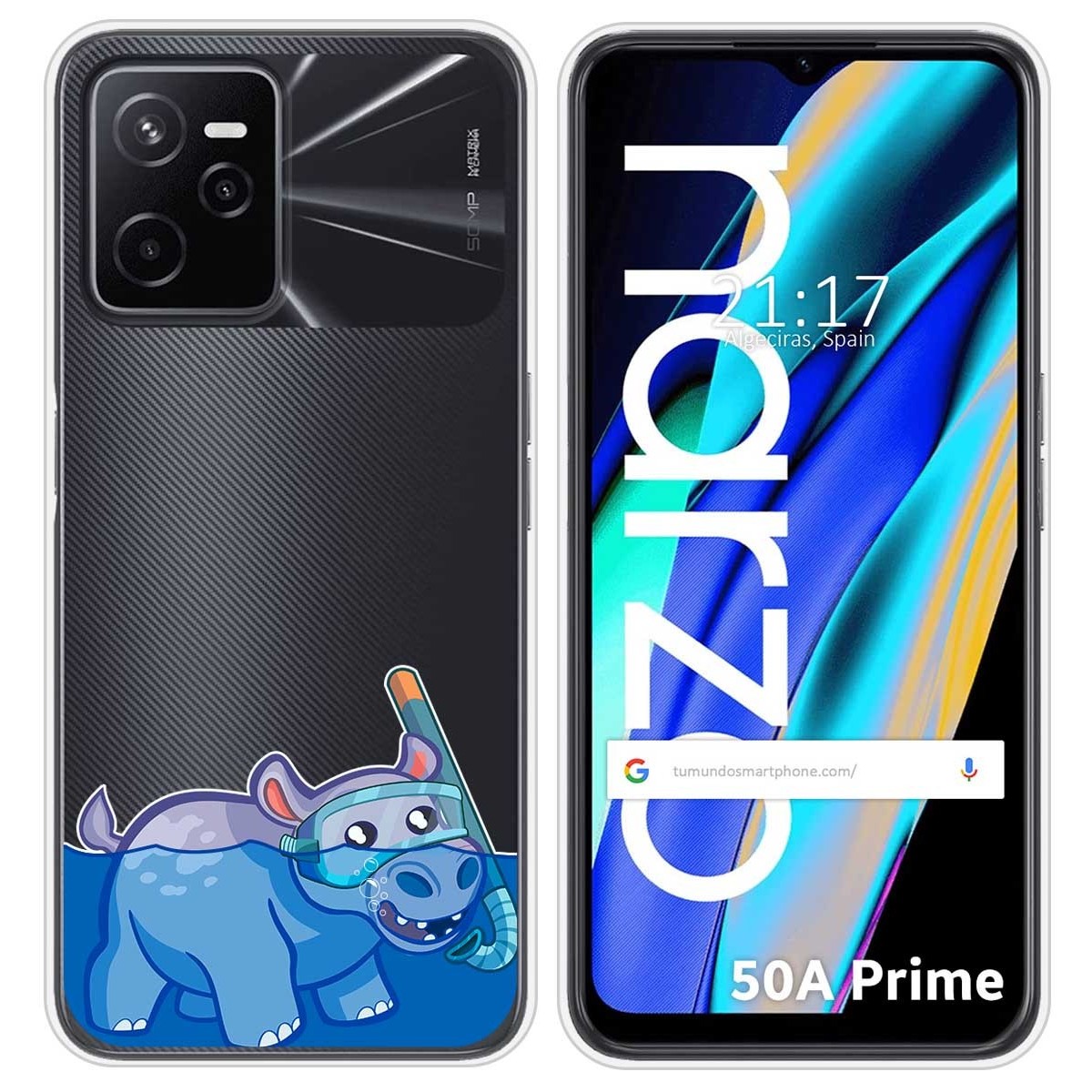 Funda Silicona Transparente para Realme Narzo 50A Prime diseño Hipo Dibujos