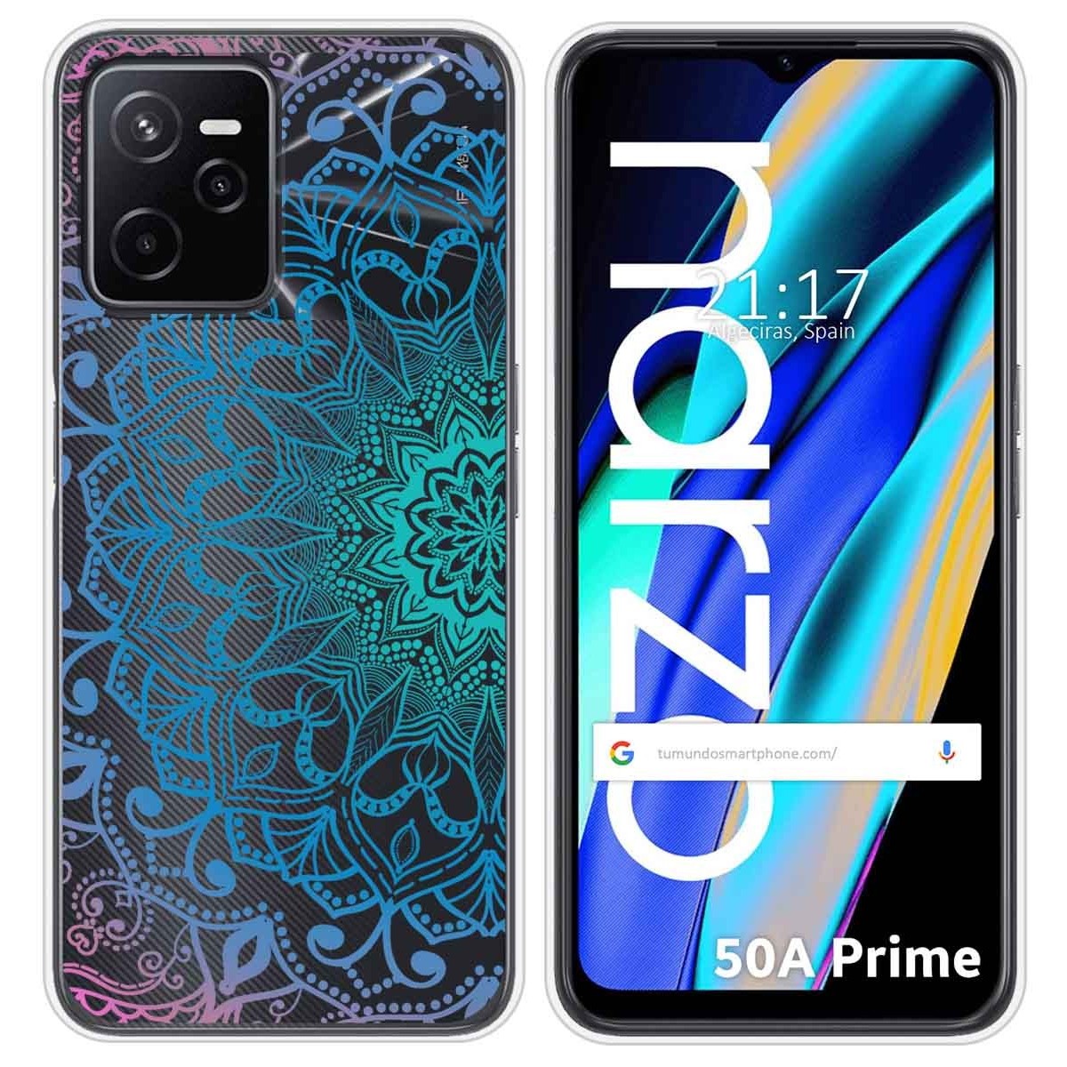Funda Silicona Transparente para Realme Narzo 50A Prime diseño Mandala Dibujos
