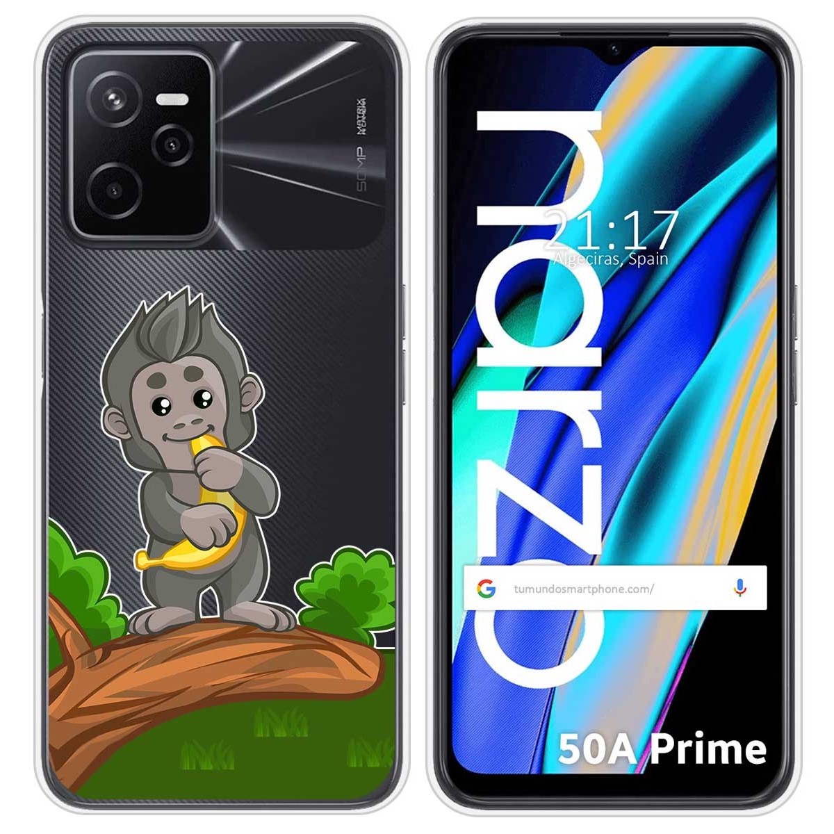 Funda Silicona Transparente para Realme Narzo 50A Prime diseño Mono Dibujos