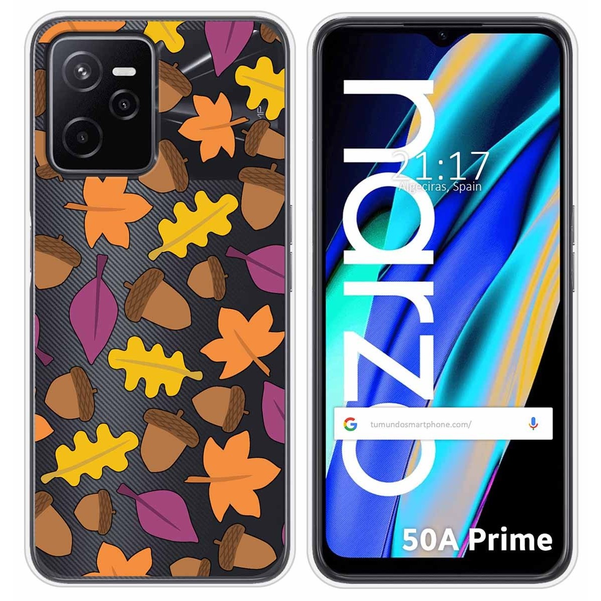 Funda Silicona Transparente para Realme Narzo 50A Prime diseño Otoño Dibujos