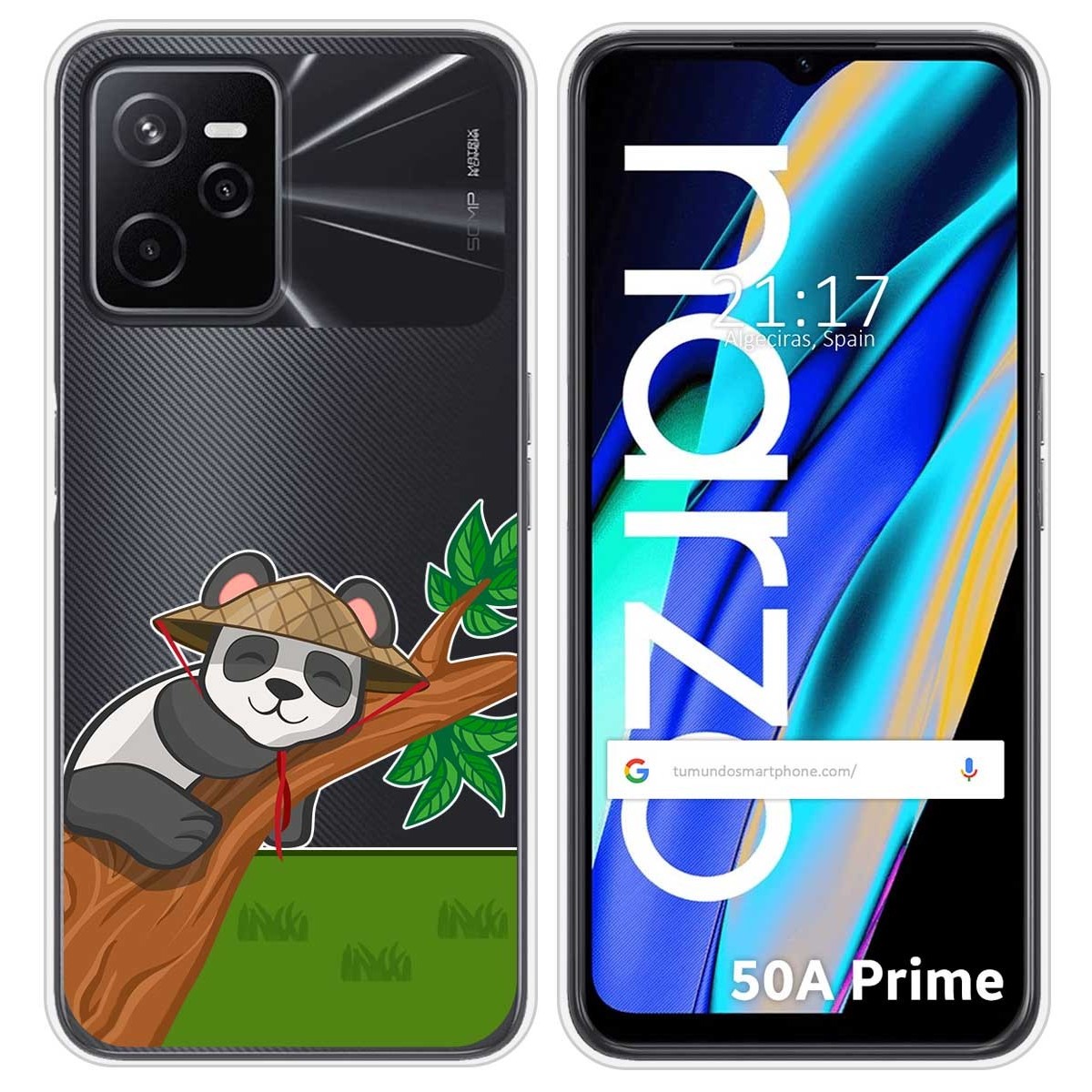 Funda Silicona Transparente para Realme Narzo 50A Prime diseño Panda Dibujos