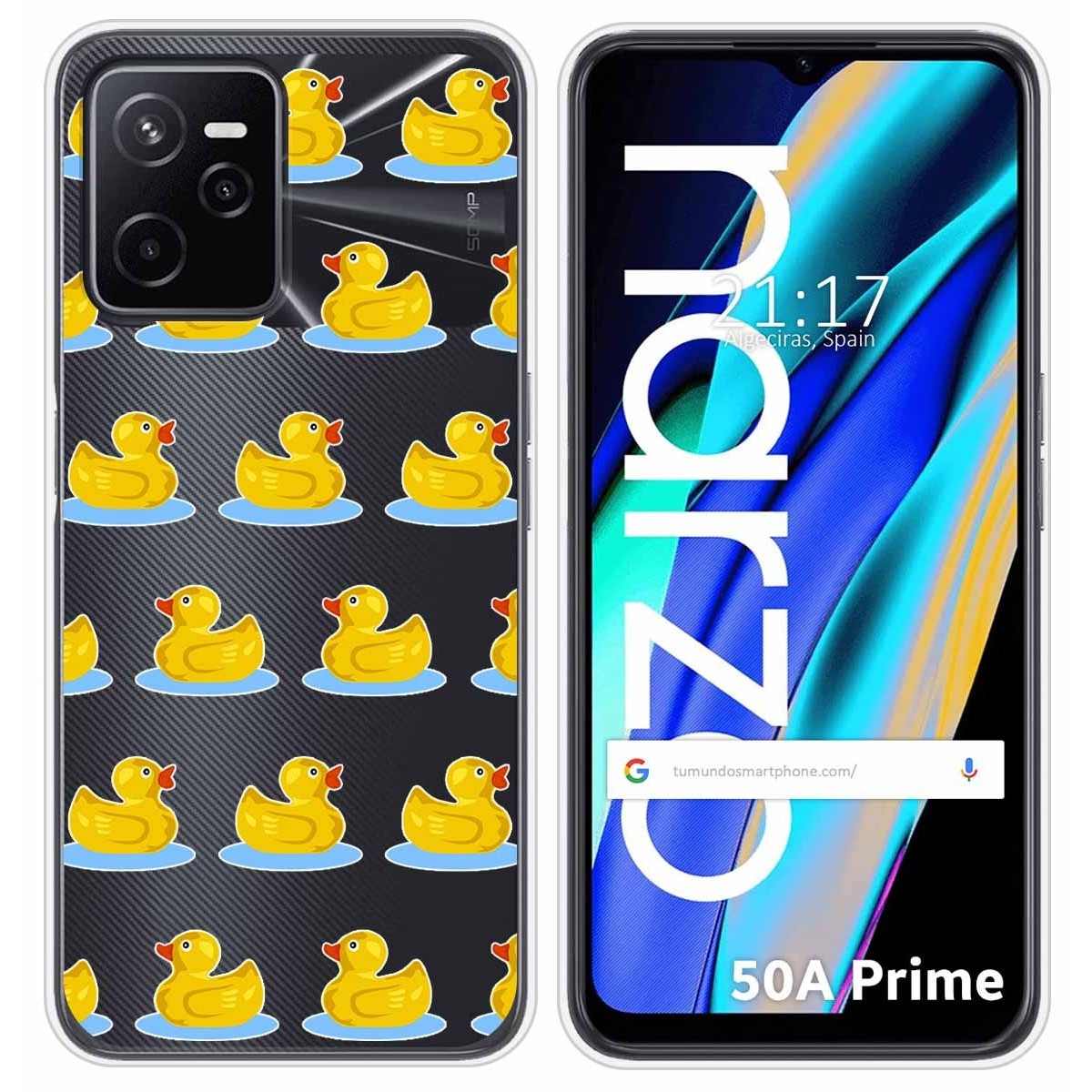 Funda Silicona Transparente para Realme Narzo 50A Prime diseño Pato Dibujos