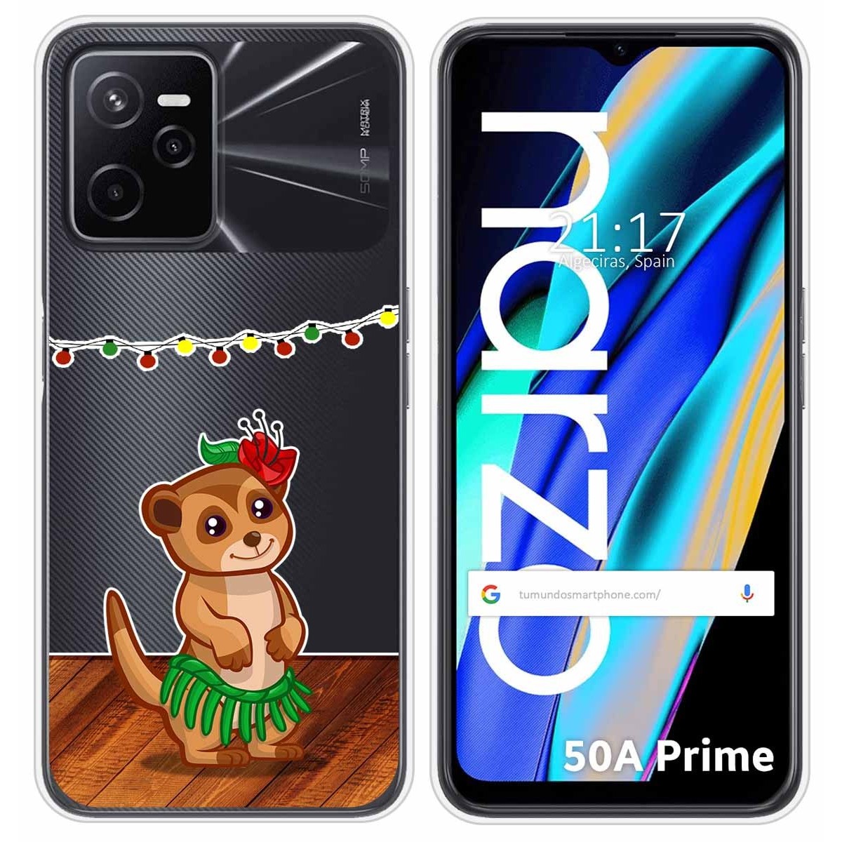 Funda Silicona Transparente para Realme Narzo 50A Prime diseño Suricata Dibujos