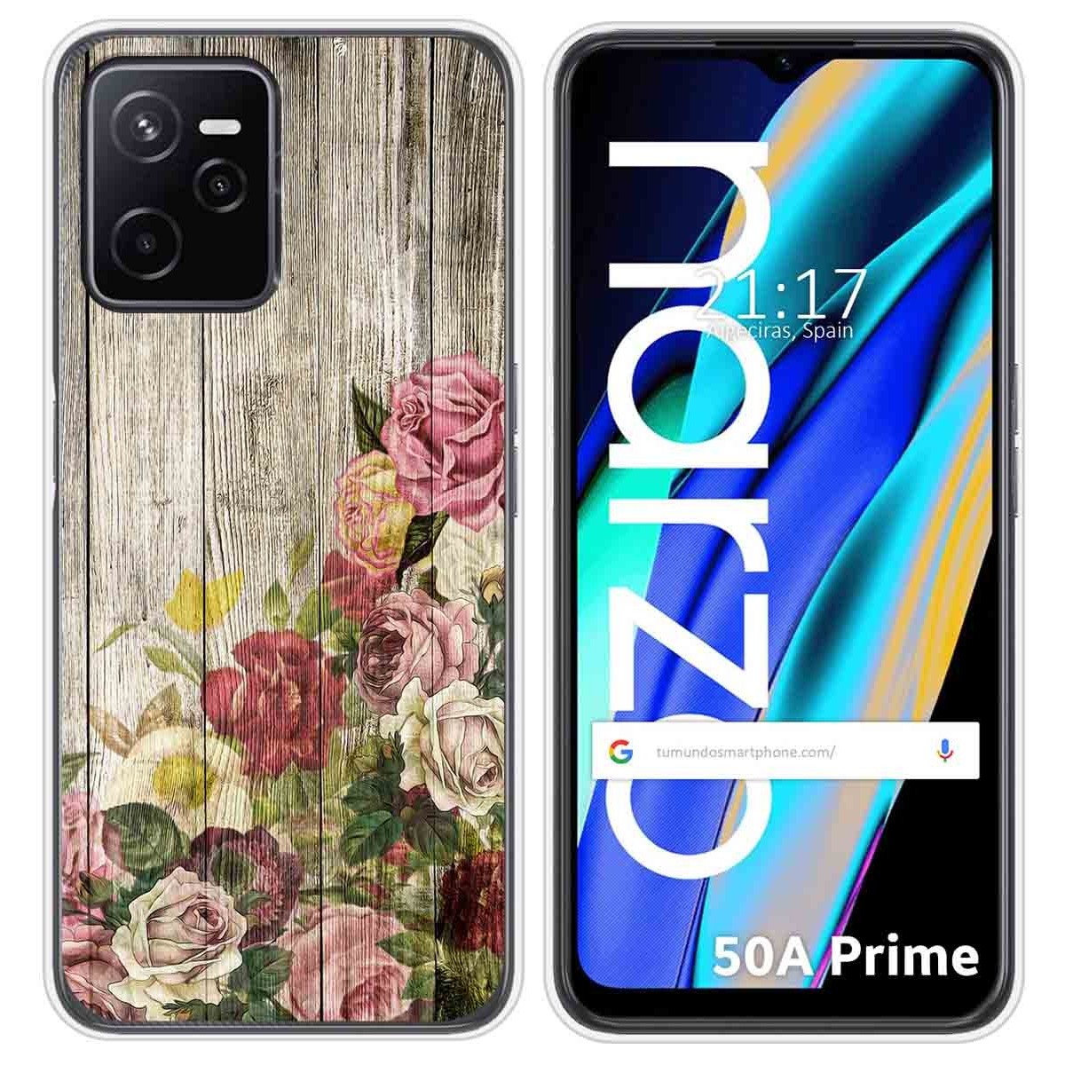 Funda Silicona para Realme Narzo 50A Prime diseño Madera 08 Dibujos