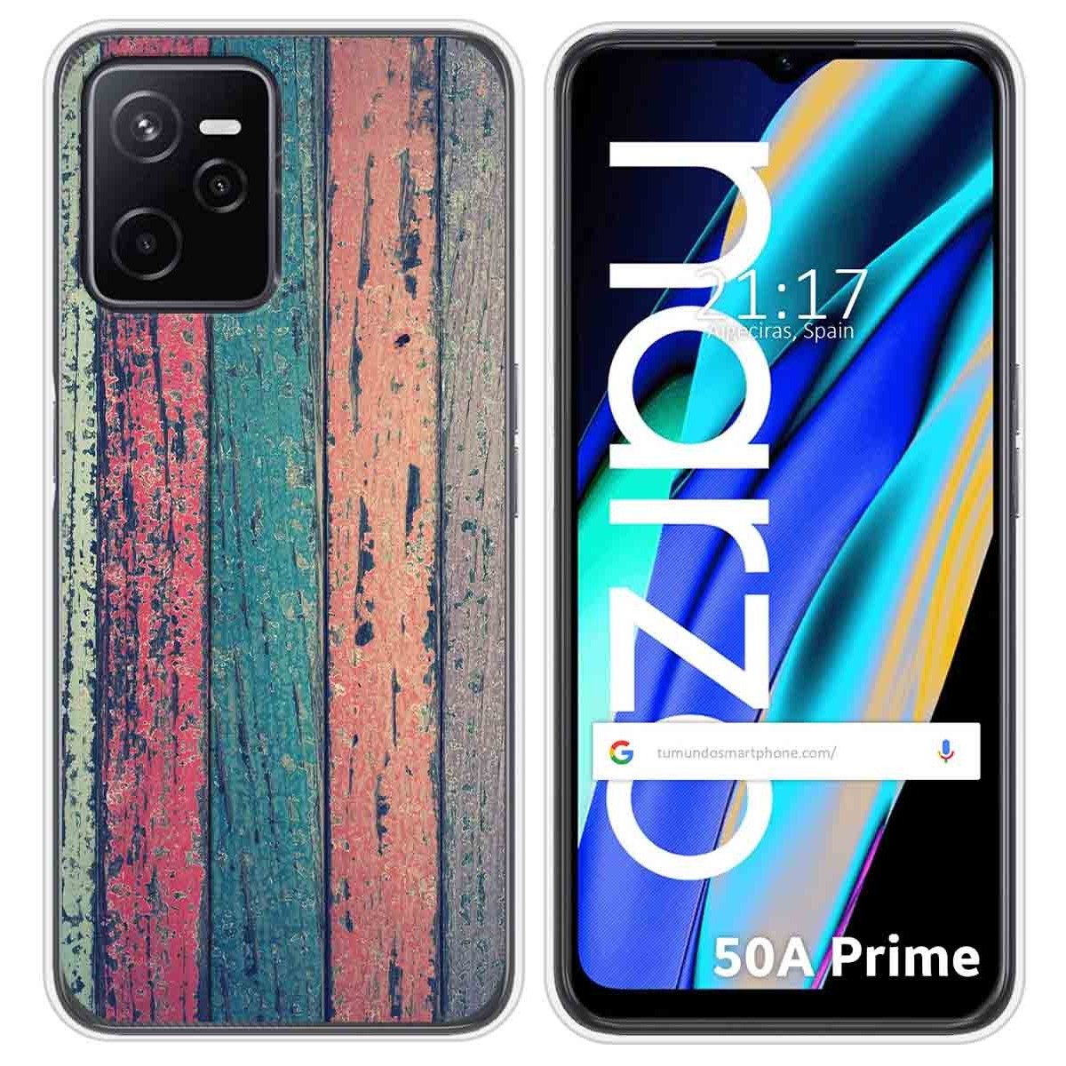Funda Silicona para Realme Narzo 50A Prime diseño Madera 10 Dibujos