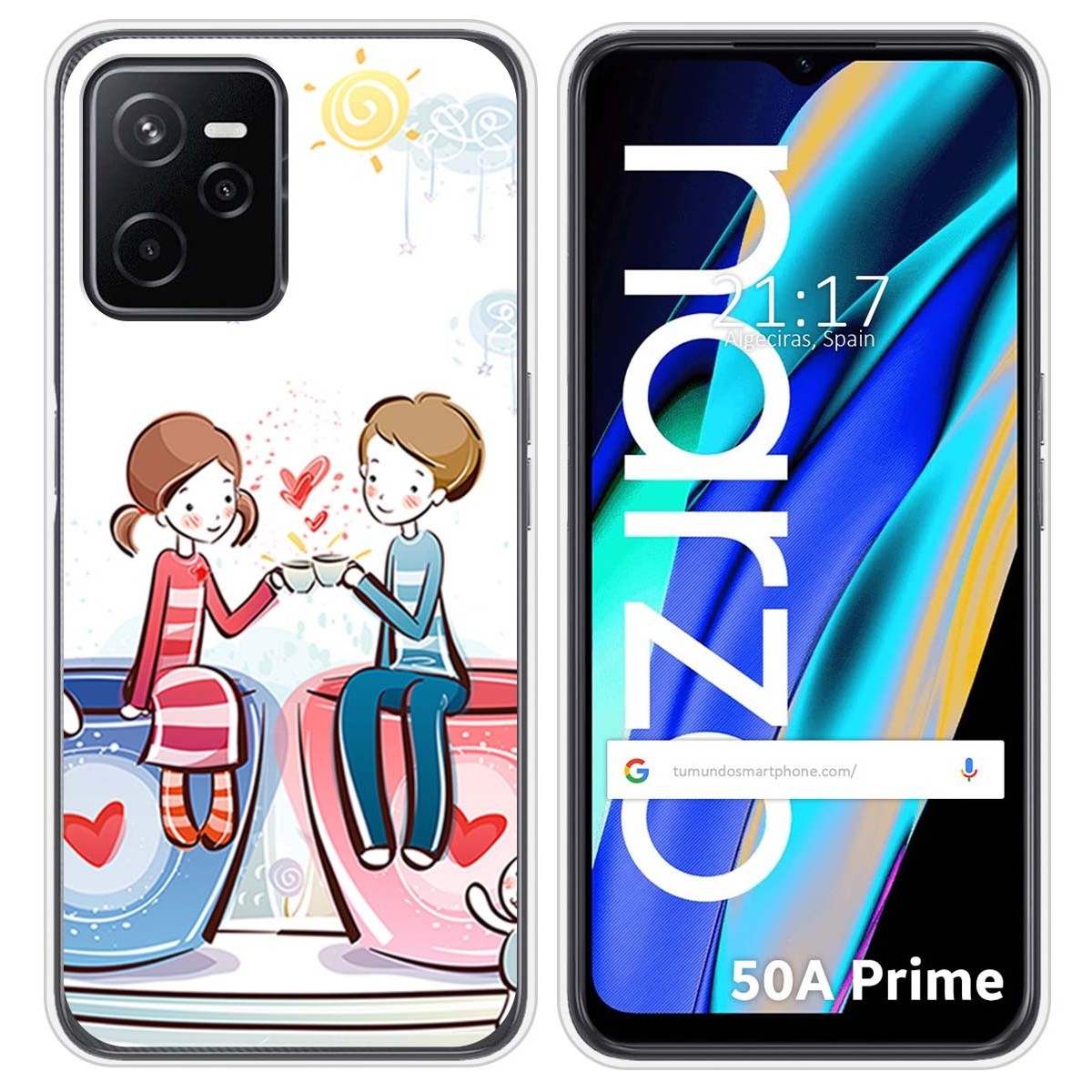 Funda Silicona para Realme Narzo 50A Prime diseño Café Dibujos