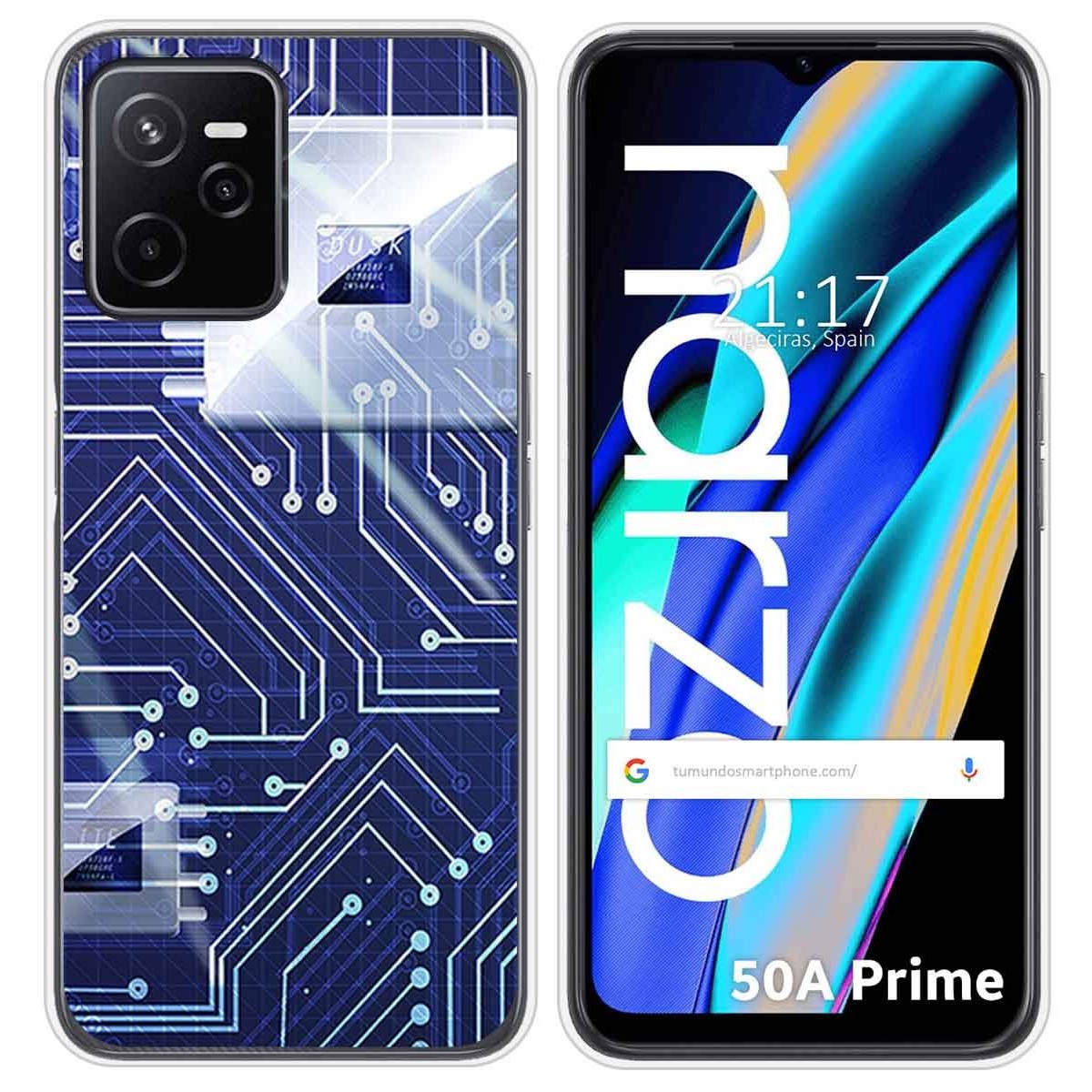 Funda Silicona para Realme Narzo 50A Prime diseño Circuito Dibujos