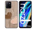 Funda Silicona para Realme Narzo 50A Prime diseño Corazones Madera Dibujos