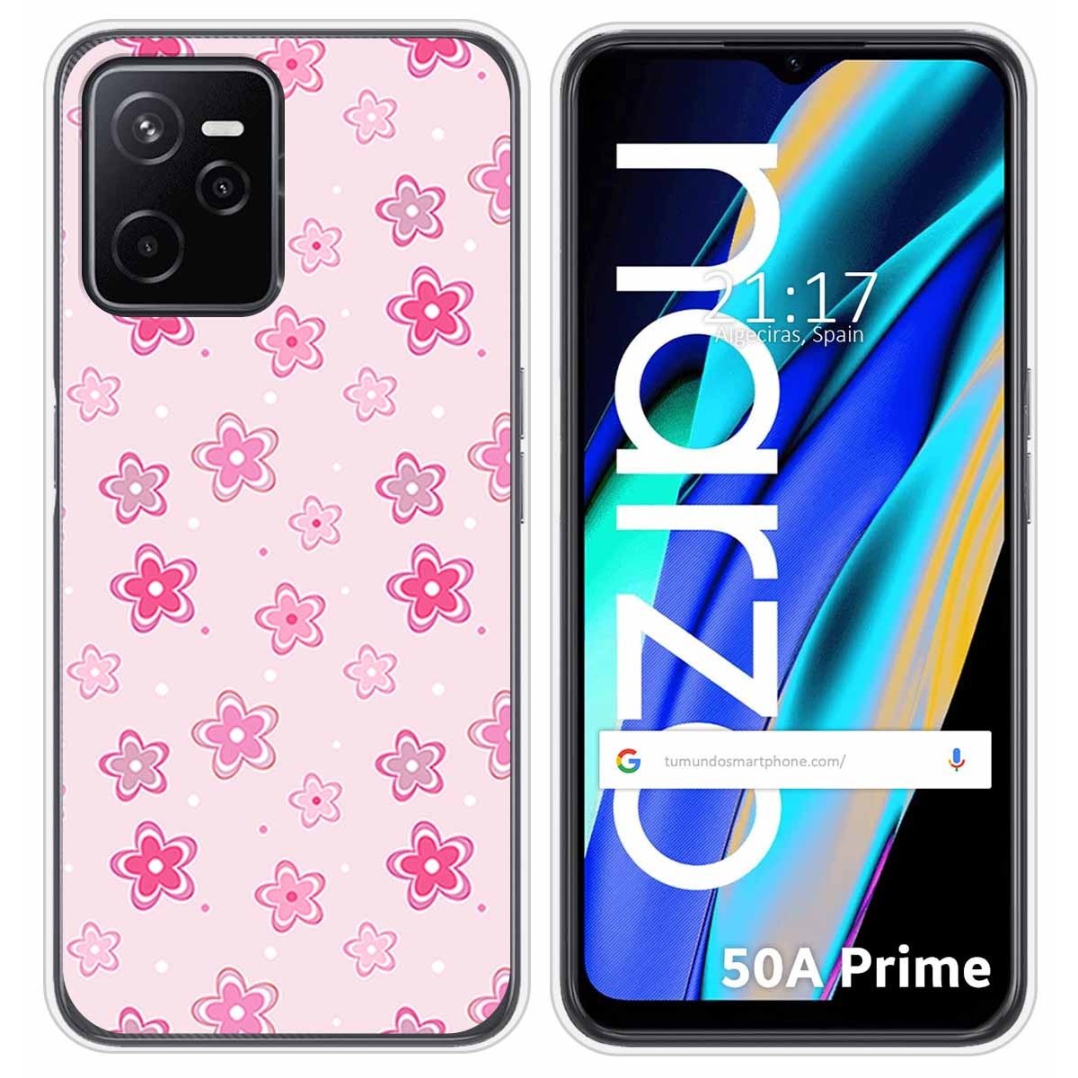 Funda Silicona para Realme Narzo 50A Prime diseño Flores Dibujos