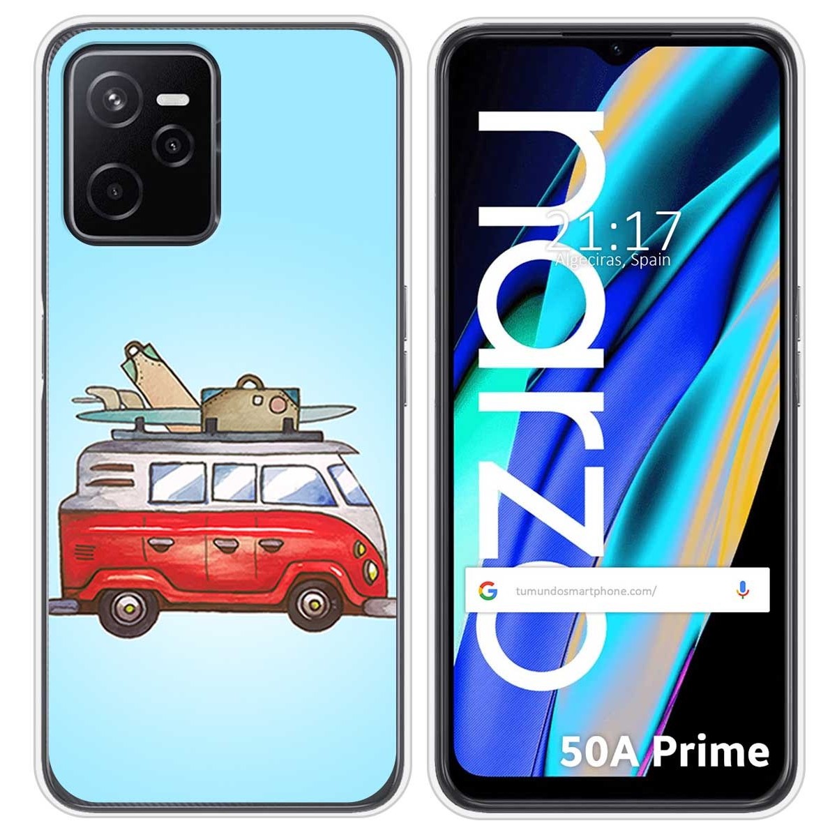 Funda Silicona para Realme Narzo 50A Prime diseño Furgoneta Dibujos