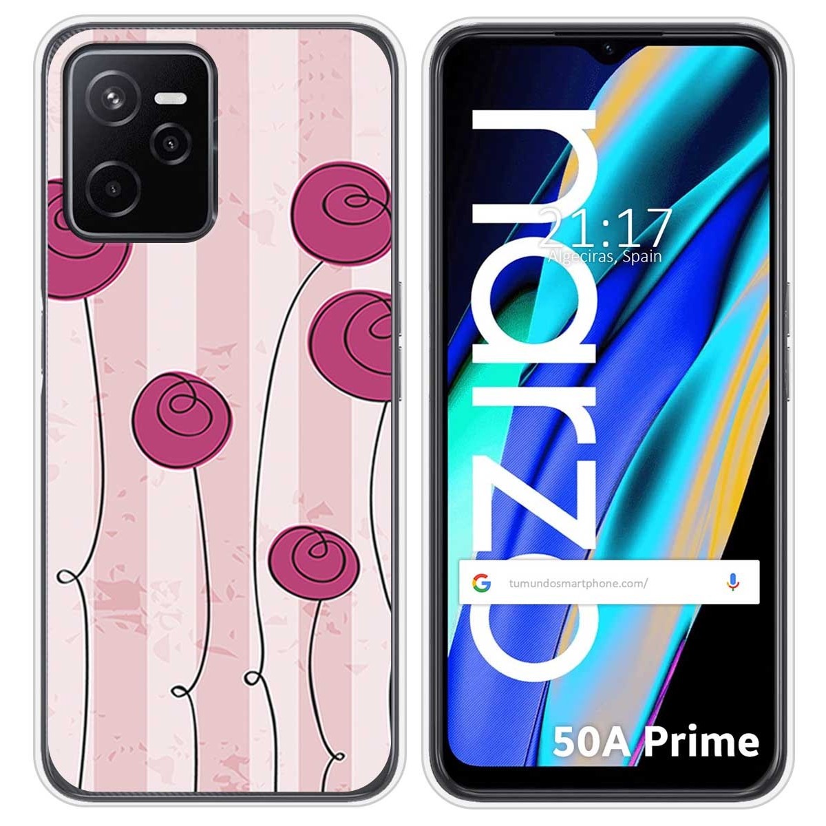 Funda Silicona para Realme Narzo 50A Prime diseño Flores Vintage Dibujos