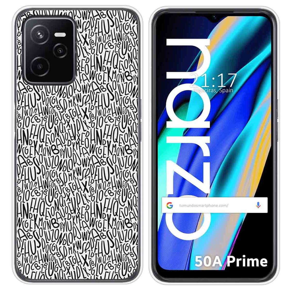 Funda Silicona para Realme Narzo 50A Prime diseño Letras Dibujos