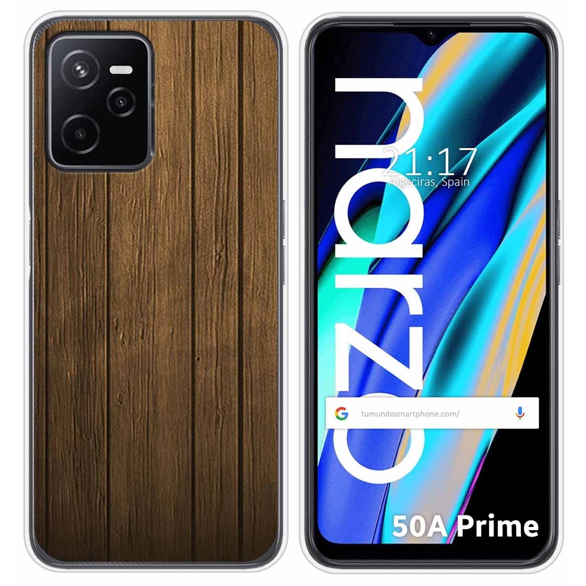 Funda Silicona para Realme Narzo 50A Prime diseño Madera Dibujos