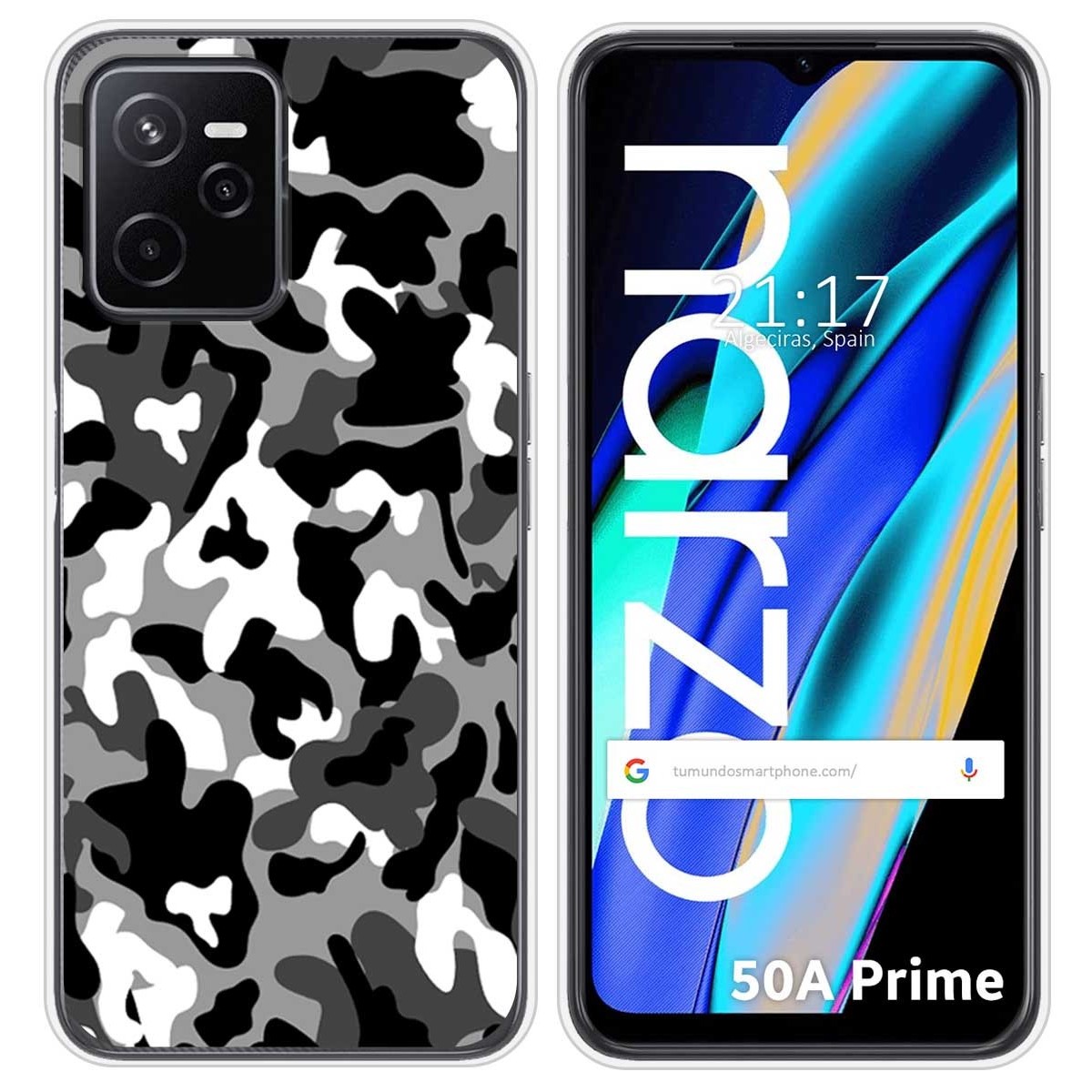 Funda Silicona para Realme Narzo 50A Prime diseño Snow Camuflaje Dibujos