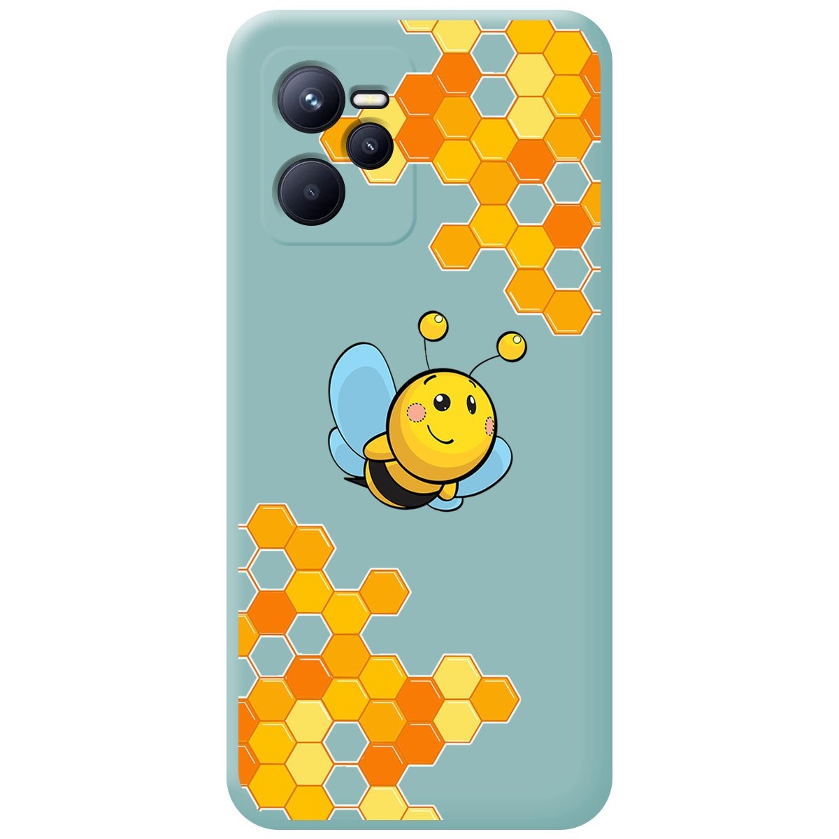 Funda Silicona Líquida Azul para Realme Narzo 50A Prime diseño Abeja Dibujos