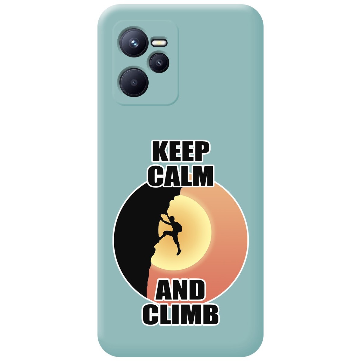 Funda Silicona Líquida Azul para Realme Narzo 50A Prime diseño Hombre Escalada Dibujos