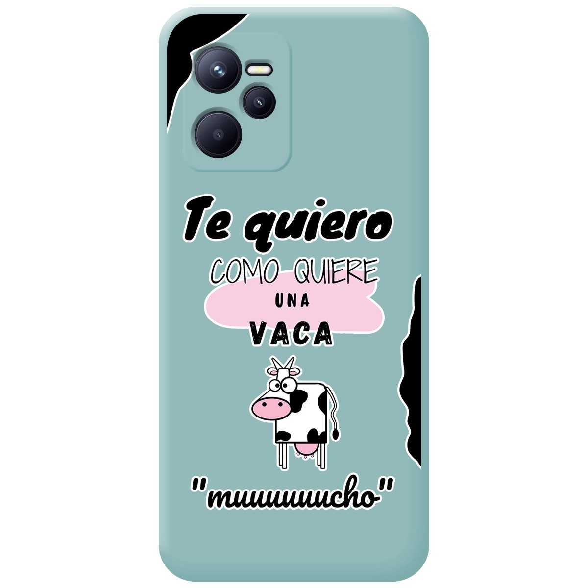 Funda Silicona Líquida Azul para Realme Narzo 50A Prime diseño Vaca Dibujos