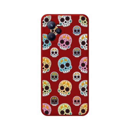 Funda Silicona Líquida Roja para Realme Narzo 50A Prime diseño Catrina Dibujos