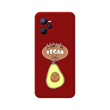 Funda Silicona Líquida Roja para Realme Narzo 50A Prime diseño Vegan Life Dibujos