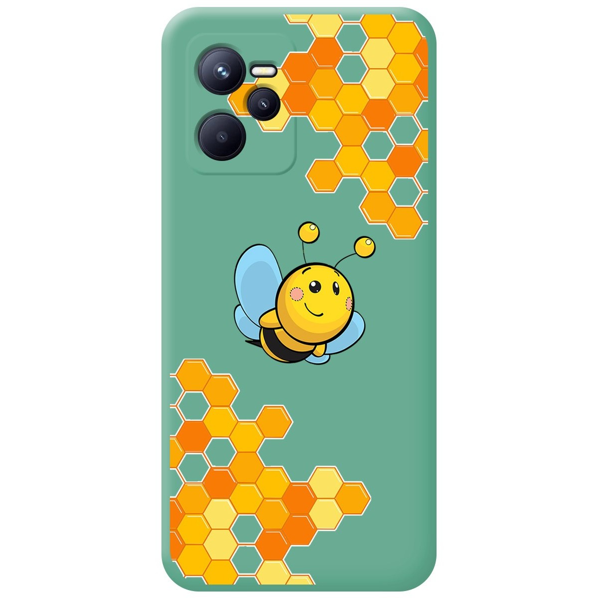 Funda Silicona Líquida Verde para Realme Narzo 50A Prime diseño Abeja Dibujos