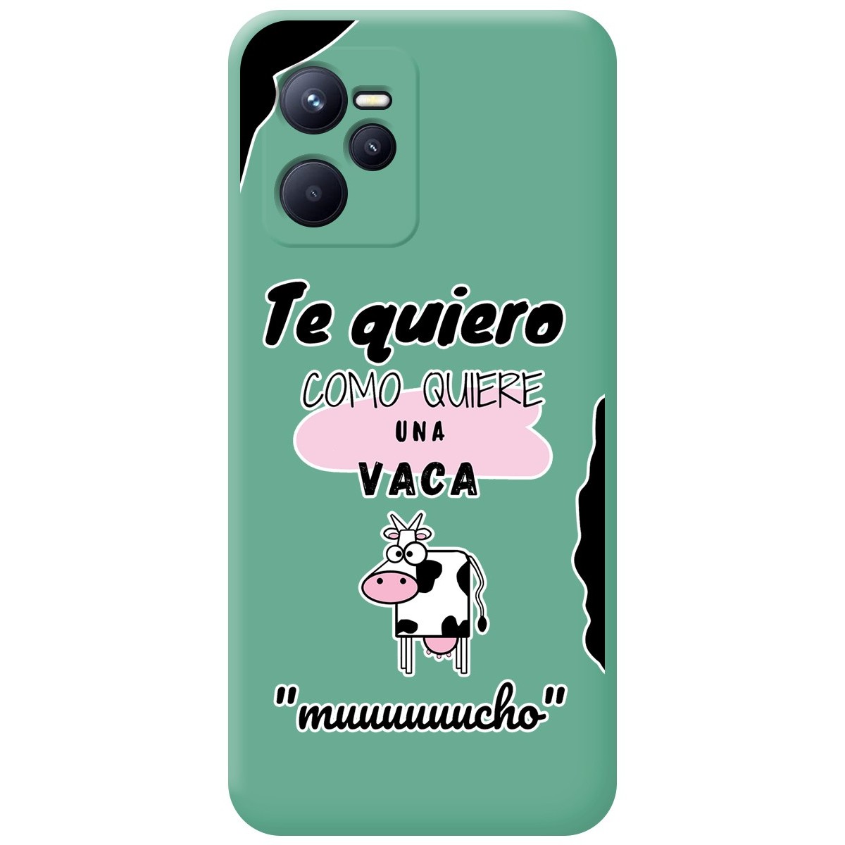 Funda Silicona Líquida Verde para Realme Narzo 50A Prime diseño Vaca Dibujos