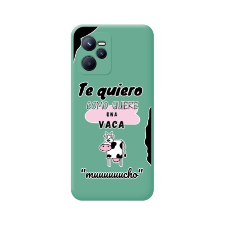Funda Silicona Líquida Verde para Realme Narzo 50A Prime diseño Vaca Dibujos