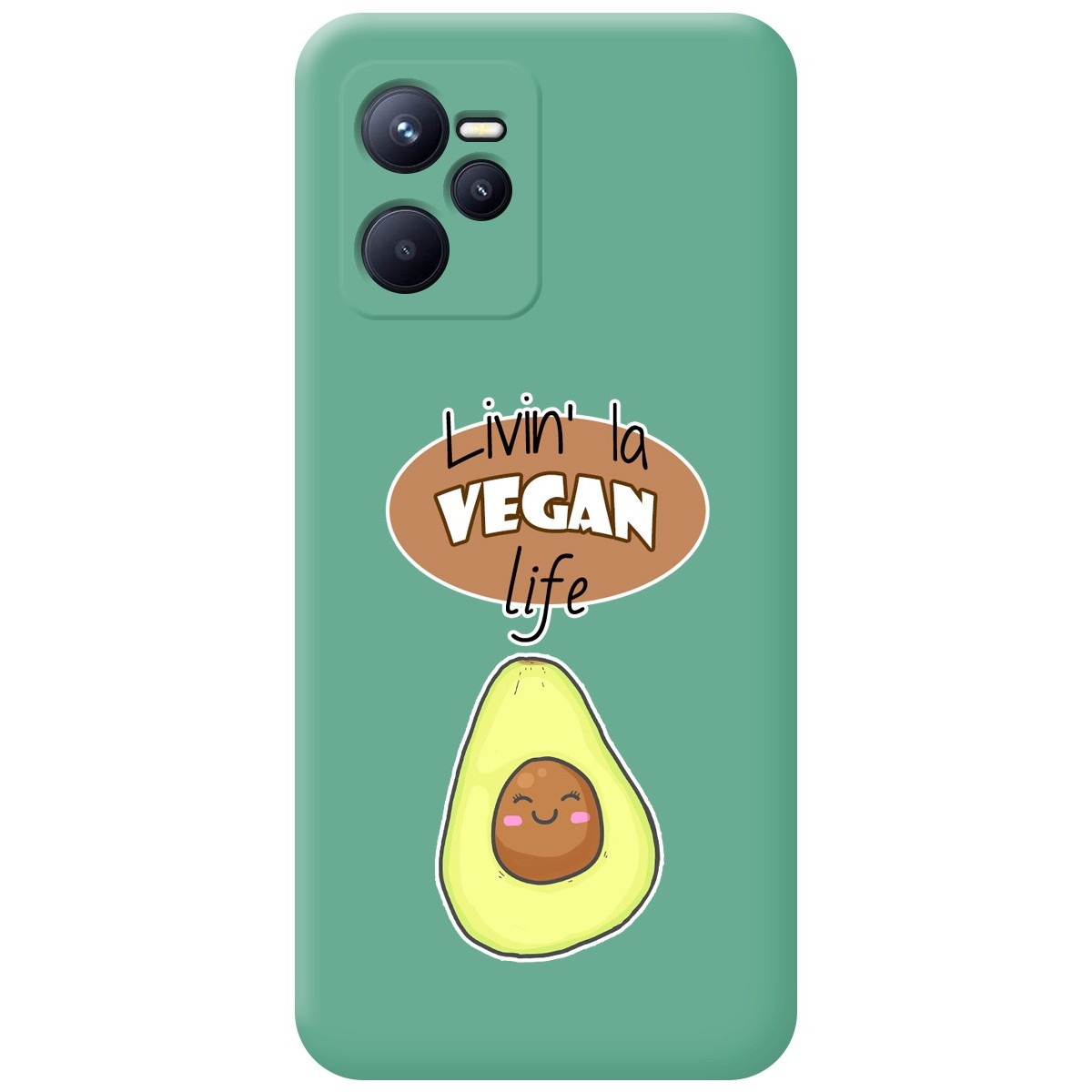 Funda Silicona Líquida Verde para Realme Narzo 50A Prime diseño Vegan Life Dibujos