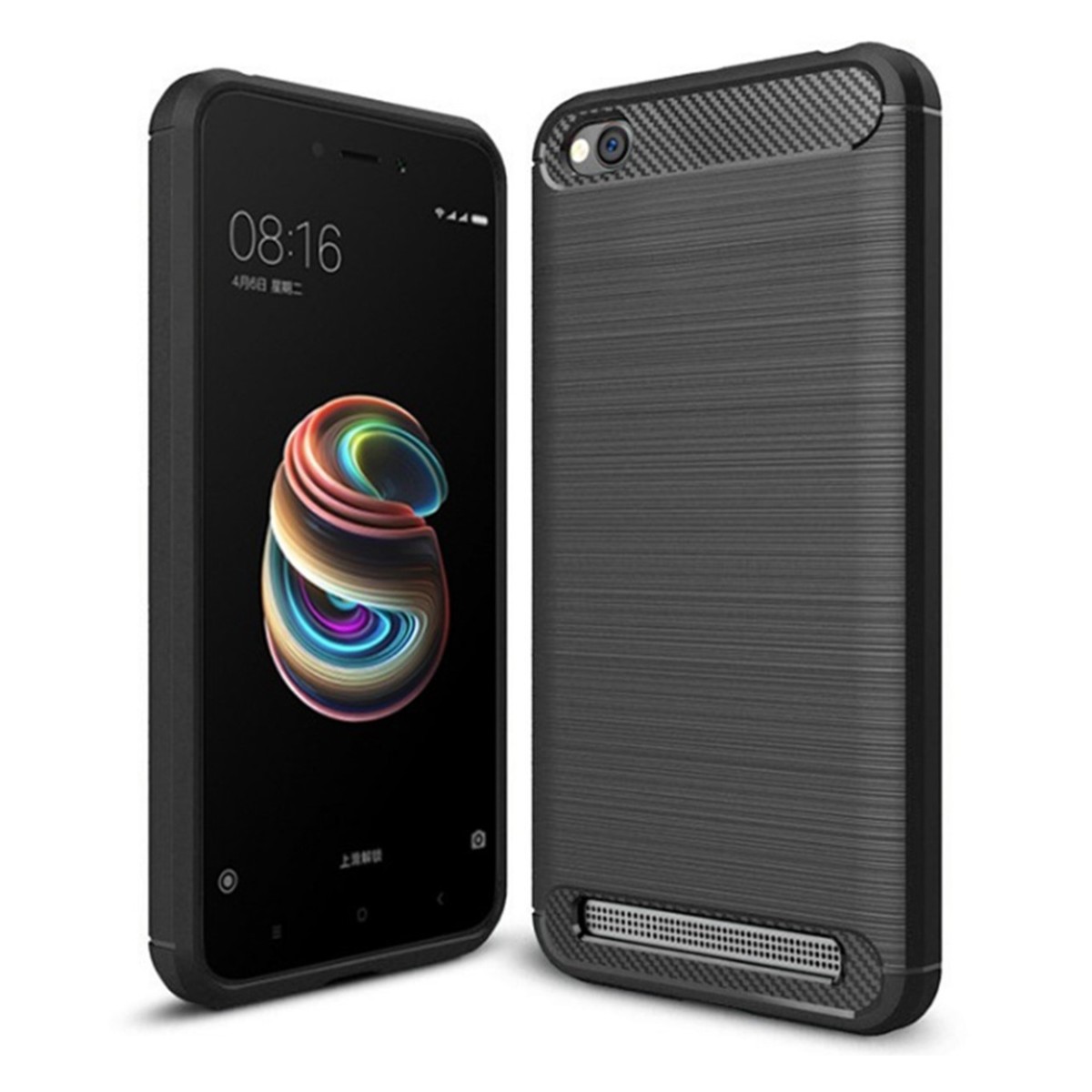 Funda Gel Tpu Tipo Carbon Negra para Xiaomi Redmi 5A 5"
