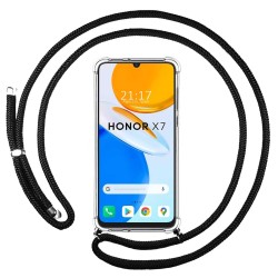 Funda Colgante Transparente para Huawei Honor X7 con Cordon Negro