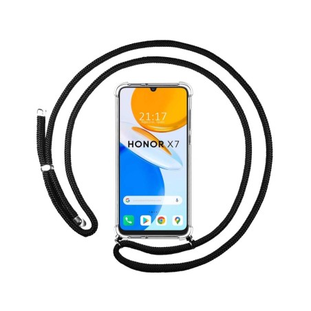 Funda Colgante Transparente para Huawei Honor X7 con Cordon Negro