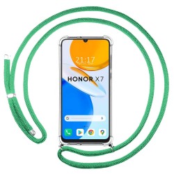 Funda Colgante Transparente para Huawei Honor X7 con Cordon Verde Agua