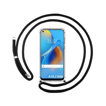 Funda Colgante Transparente para Oppo A76 / A96 con Cordon Negro