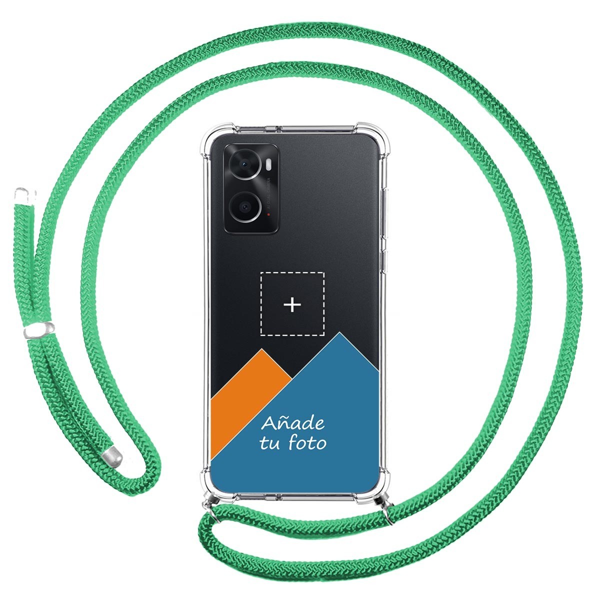 Personaliza tu Funda Colgante Transparente para Oppo A76 / A96 con Cordon Verde Agua Dibujo Personalizada