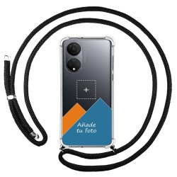 Personaliza tu Funda Colgante Transparente para Huawei Honor X7 con Cordon Negro Dibujo Personalizada