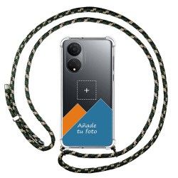 Personaliza tu Funda Colgante Transparente para Huawei Honor X7 con Cordon Verde / Dorado Dibujo Personalizada