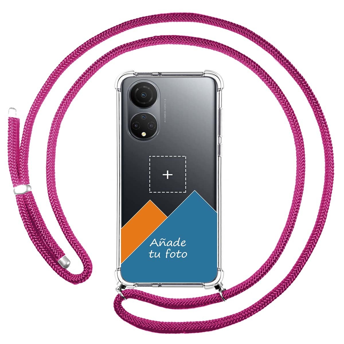 Personaliza tu Funda Colgante Transparente para Huawei Honor X7 con Cordon Rosa Fucsia Dibujo Personalizada