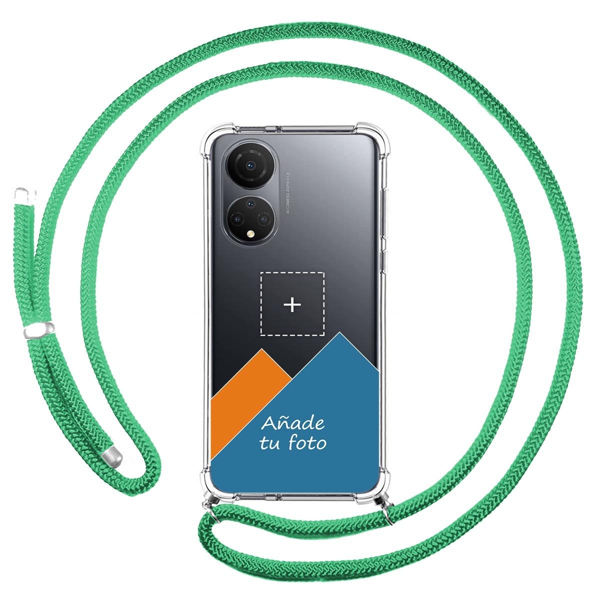 Personaliza tu Funda Colgante Transparente para Huawei Honor X7 con Cordon Verde Agua Dibujo Personalizada