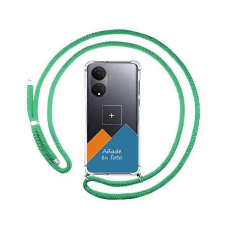 Personaliza tu Funda Colgante Transparente para Huawei Honor X7 con Cordon Verde Agua Dibujo Personalizada