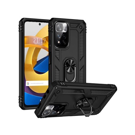 Funda Tough Armor con Anillo Giratorio Negra para Xiaomi POCO M4 Pro 5G