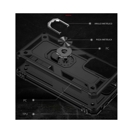 Funda Tough Armor con Anillo Giratorio Negra para Xiaomi POCO M4 Pro 5G