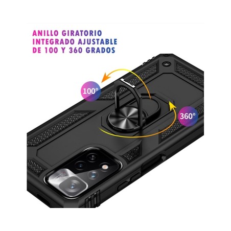 Funda Tough Armor con Anillo Giratorio Negra para Xiaomi POCO M4 Pro 5G