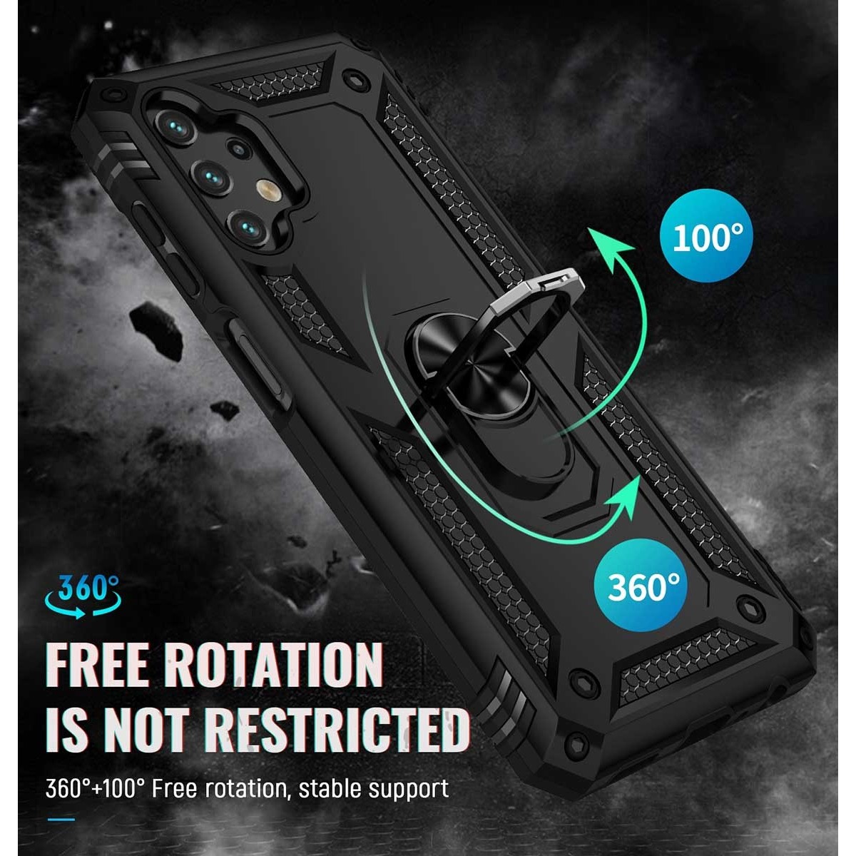 Funda Tough Armor con Anillo Giratorio Negra para Samsung Galaxy A13 4G