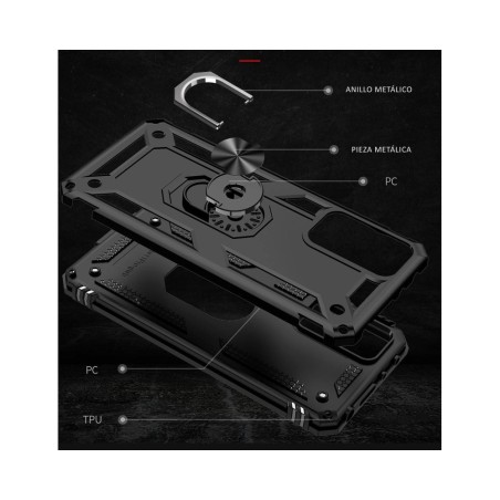 Funda Tough Armor con Anillo Giratorio Negra para Xiaomi Redmi Note 11 Pro / 11 Pro 5G