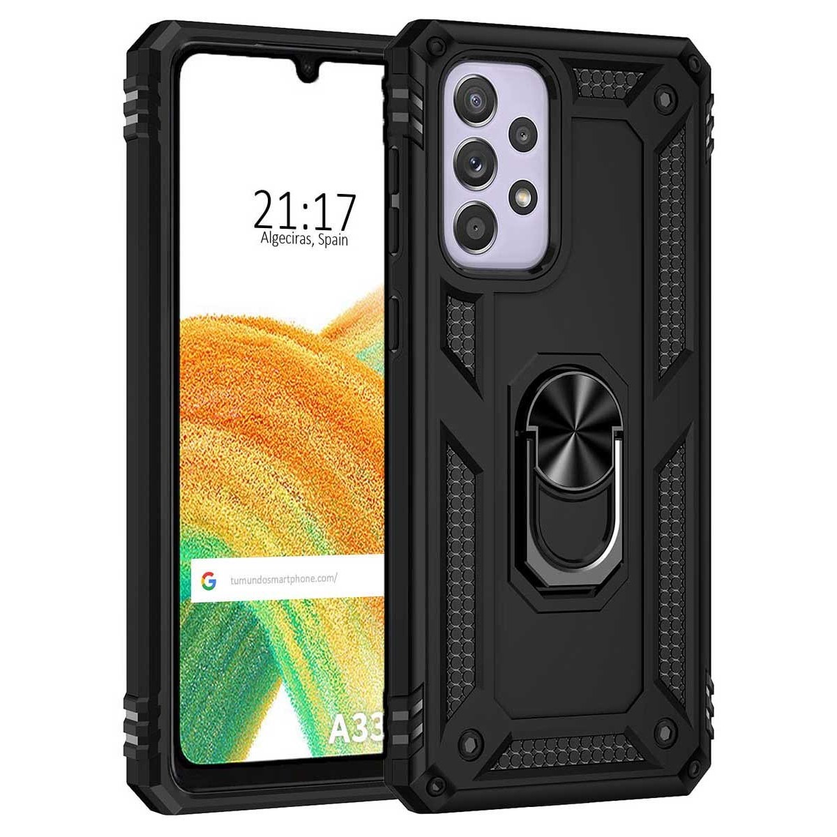 Funda Tough Armor con Anillo Giratorio Negra para Samsung Galaxy A33 5G