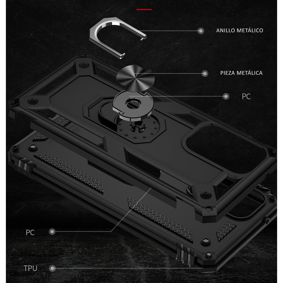Funda Tough Armor con Anillo Giratorio Negra para Samsung Galaxy A33 5G