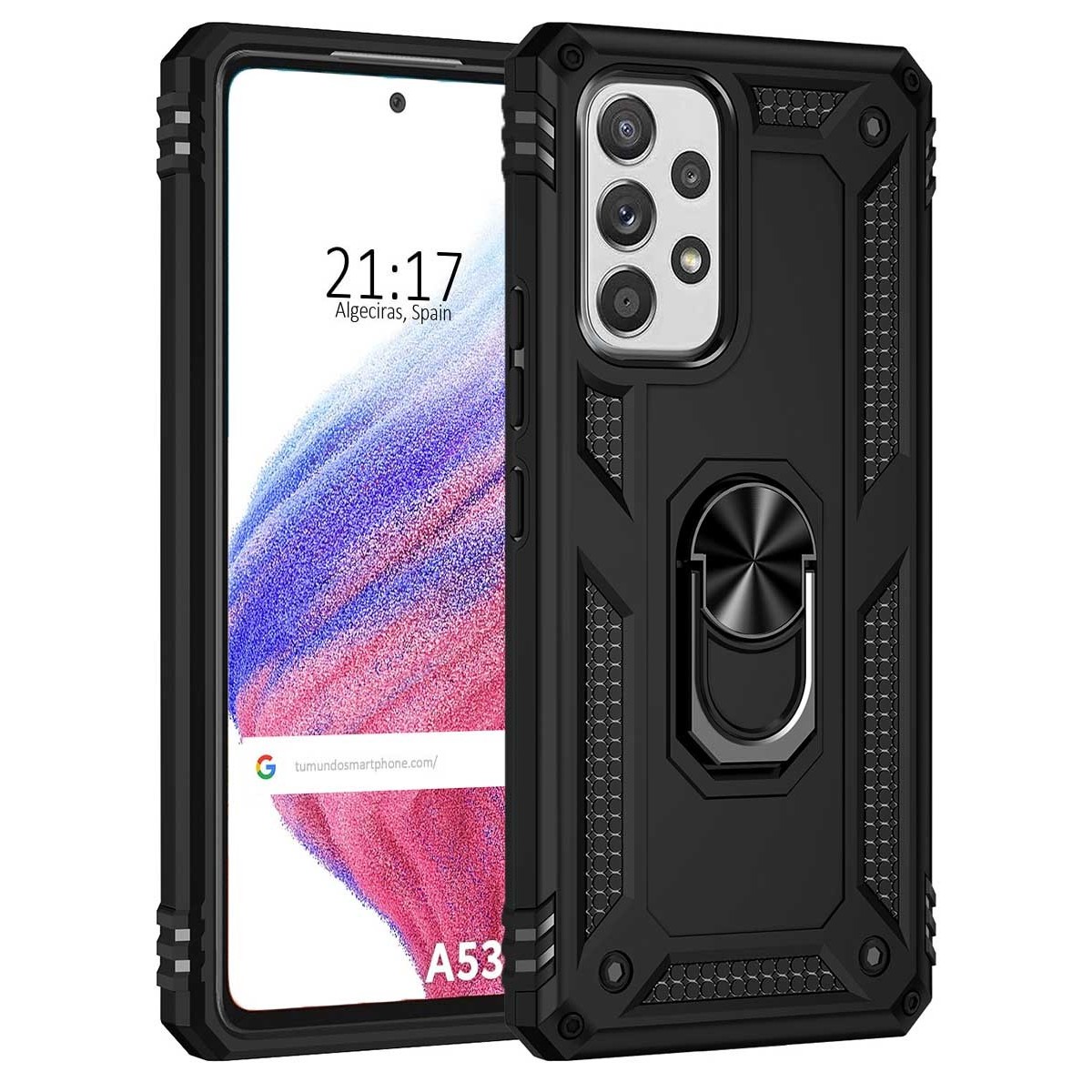 Funda Tough Armor con Anillo Giratorio Negra para Samsung Galaxy A53 5G