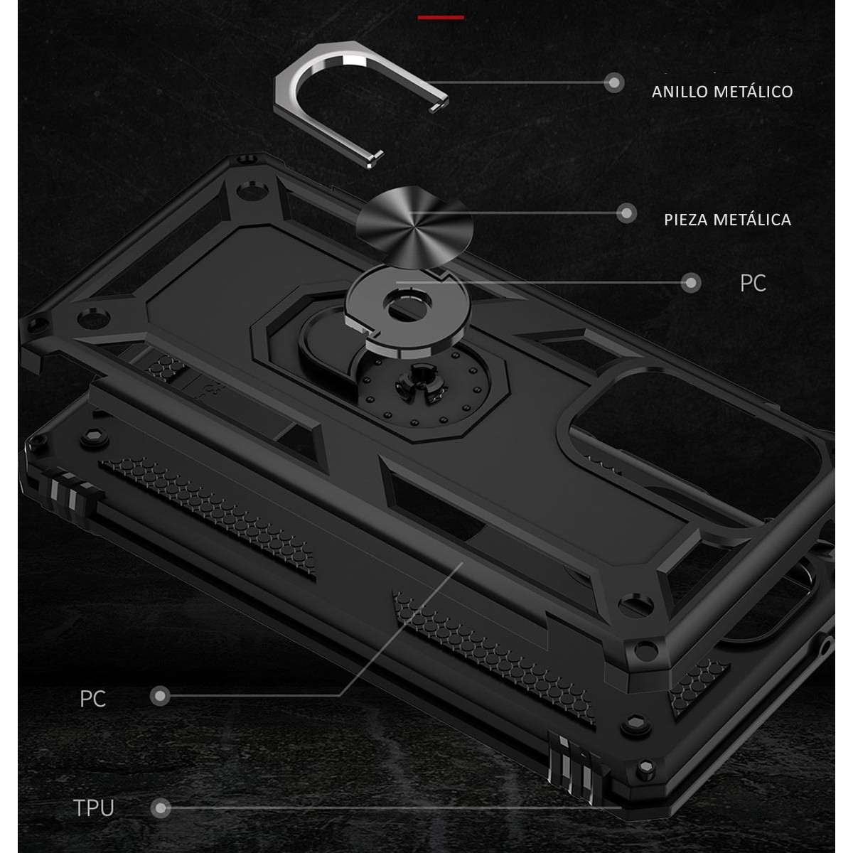Funda Tough Armor con Anillo Giratorio Negra para Samsung Galaxy A53 5G