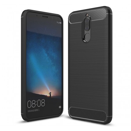 Funda Gel Tpu Tipo Carbon Negra para Huawei Mate 10 Lite